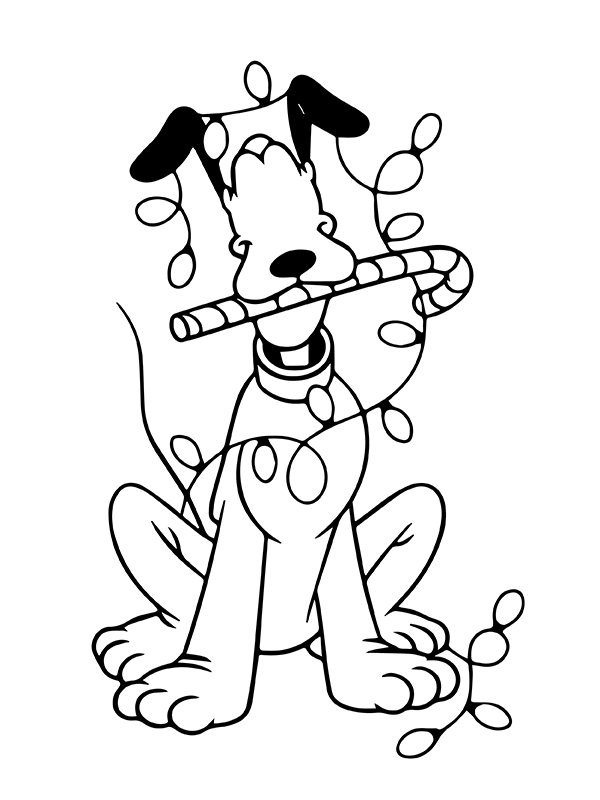 Dibujo de Pluto Sosteniendo un Caramelo Navidad P Gina para Colorear