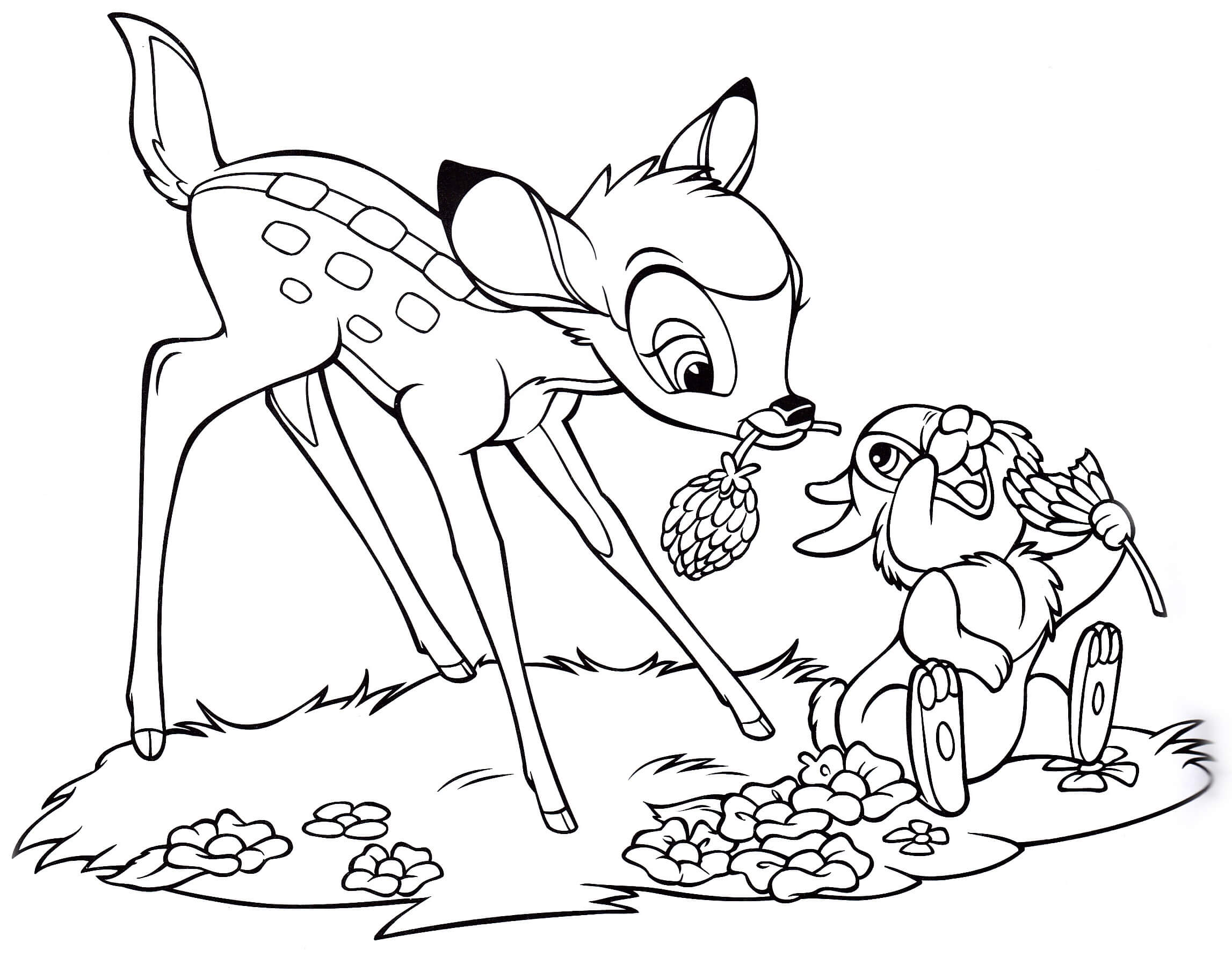 Dibujo de Bambi y Thumper Disney para Colorear