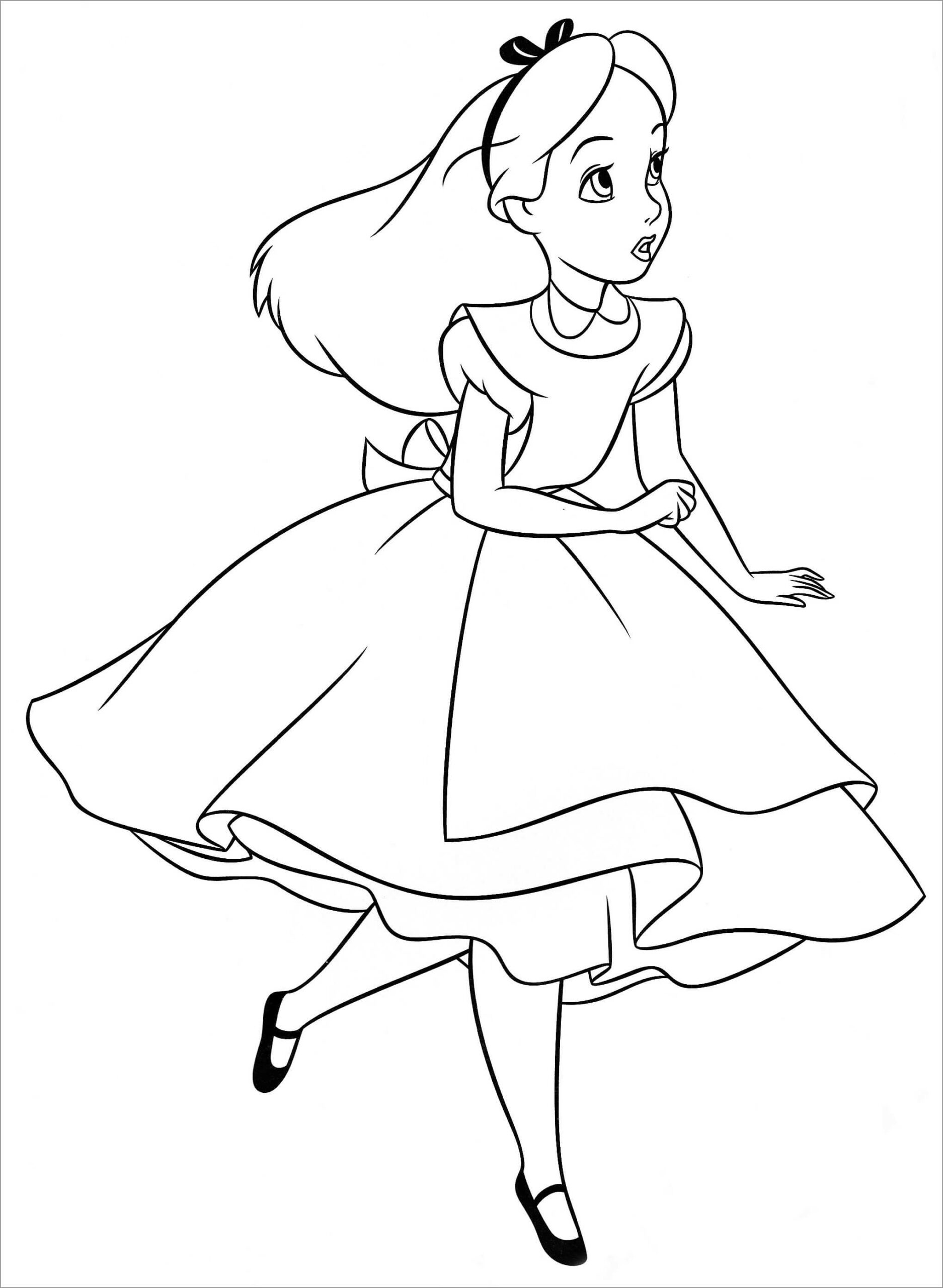 Dibujo de Disney Alice Corriendo Scaled para Colorear