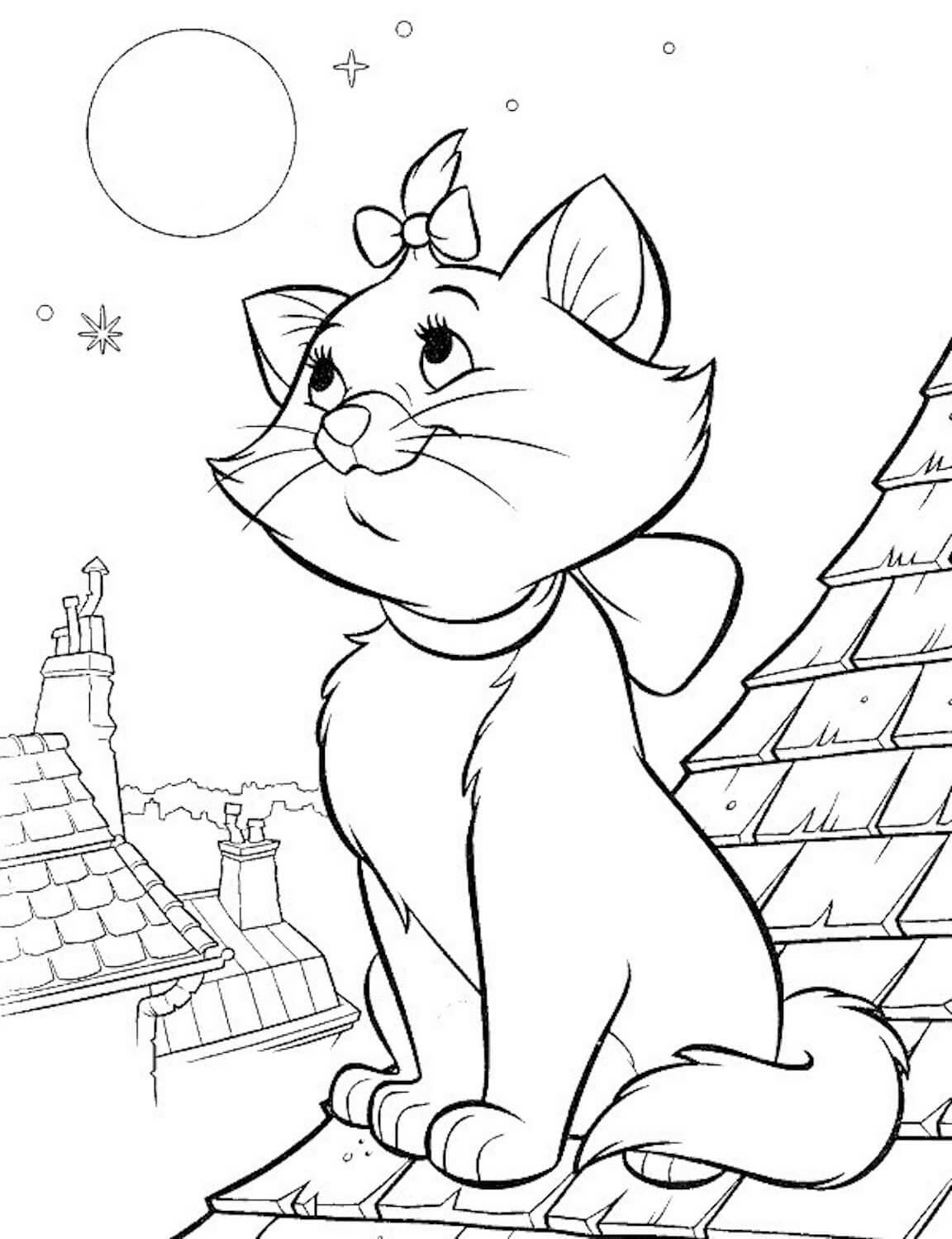 Dibujo de Disney Gato Sentado para Colorear