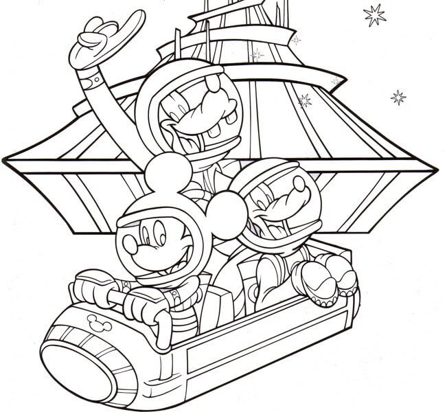 Dibujo de Disney Mickey Mouse y Amigos Felices para Colorear