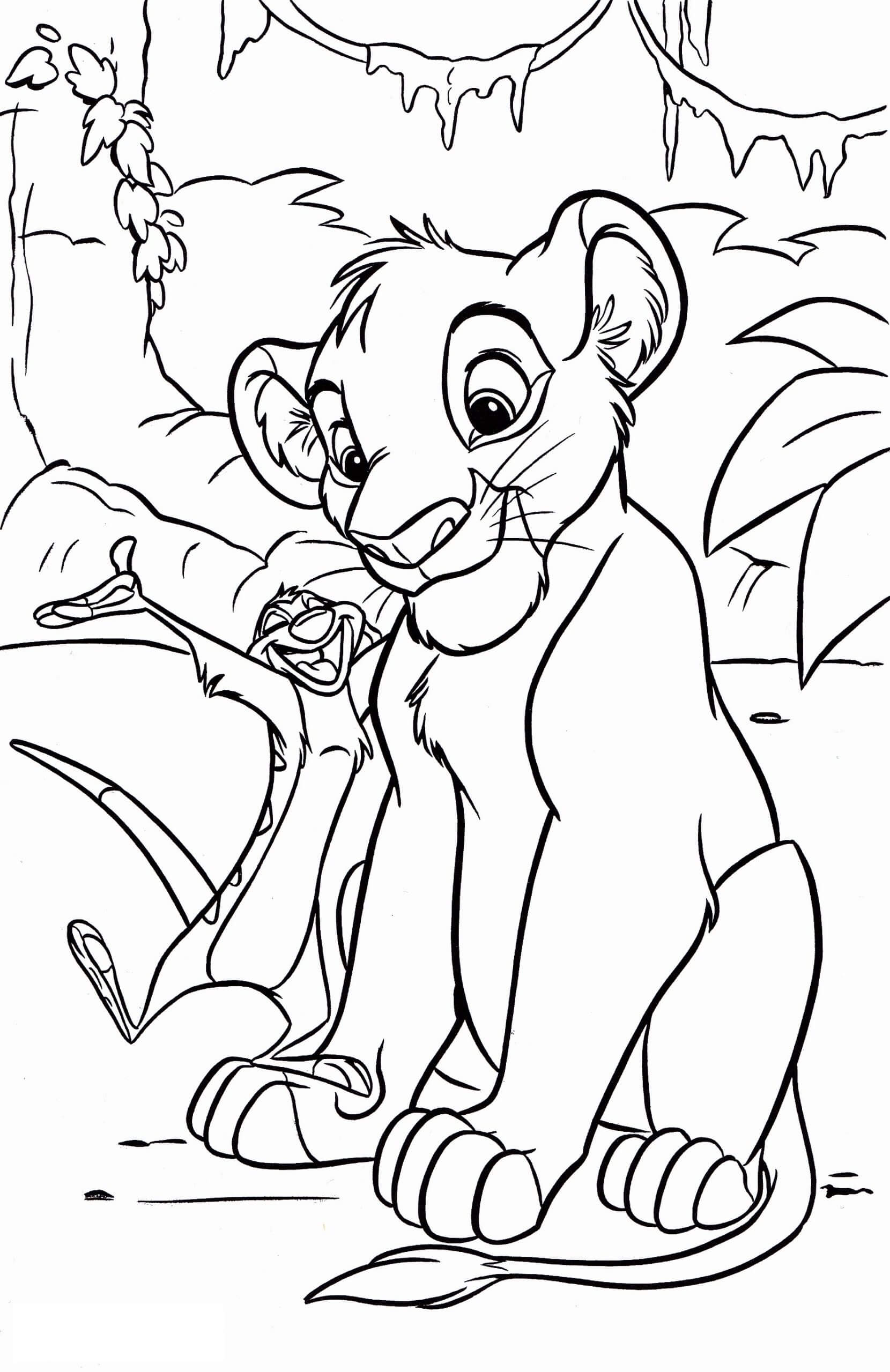Dibujo de Disney Simba y Amigo para Colorear