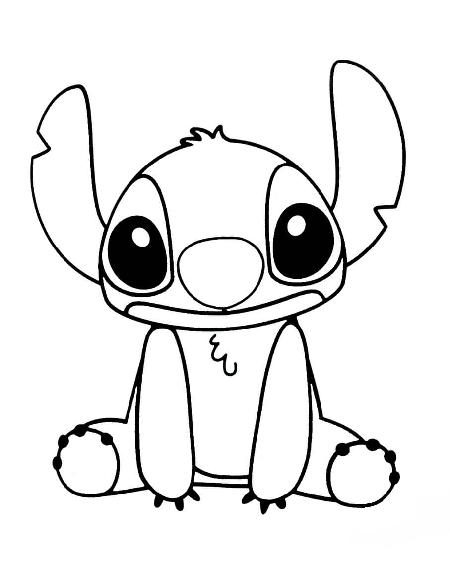 Dibujo de Disney Stitch Sentado para Colorear