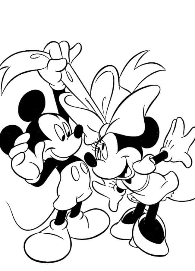 Dibujo de Mickey y Minnie Divertidos para Colorear