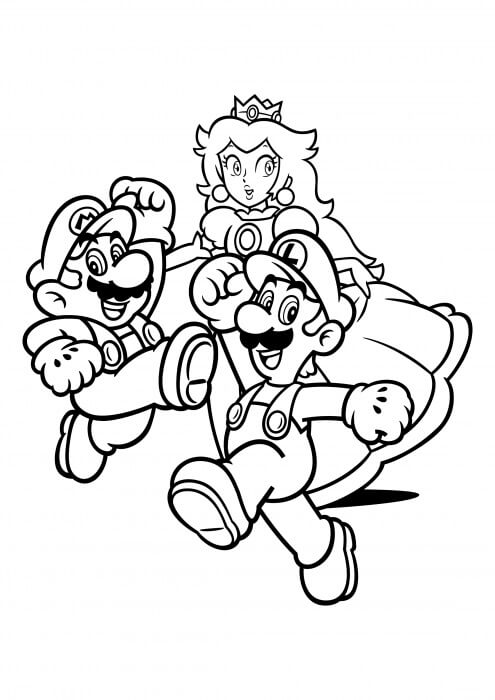 Dibujo de Princesa Peach y Sus Amigos para Colorear