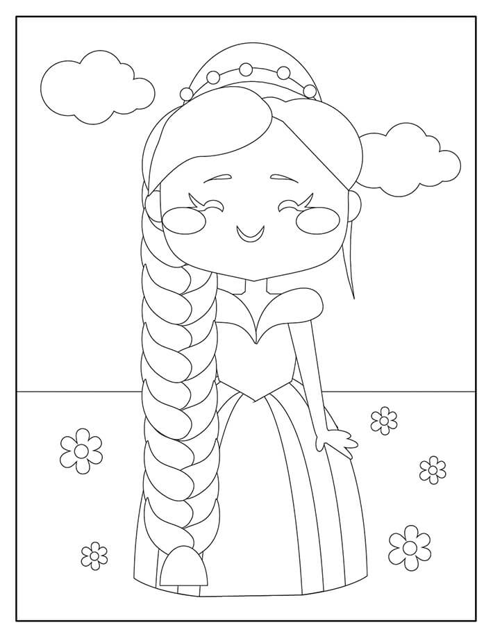 Dibujo de Rapunzel Simple para Colorear