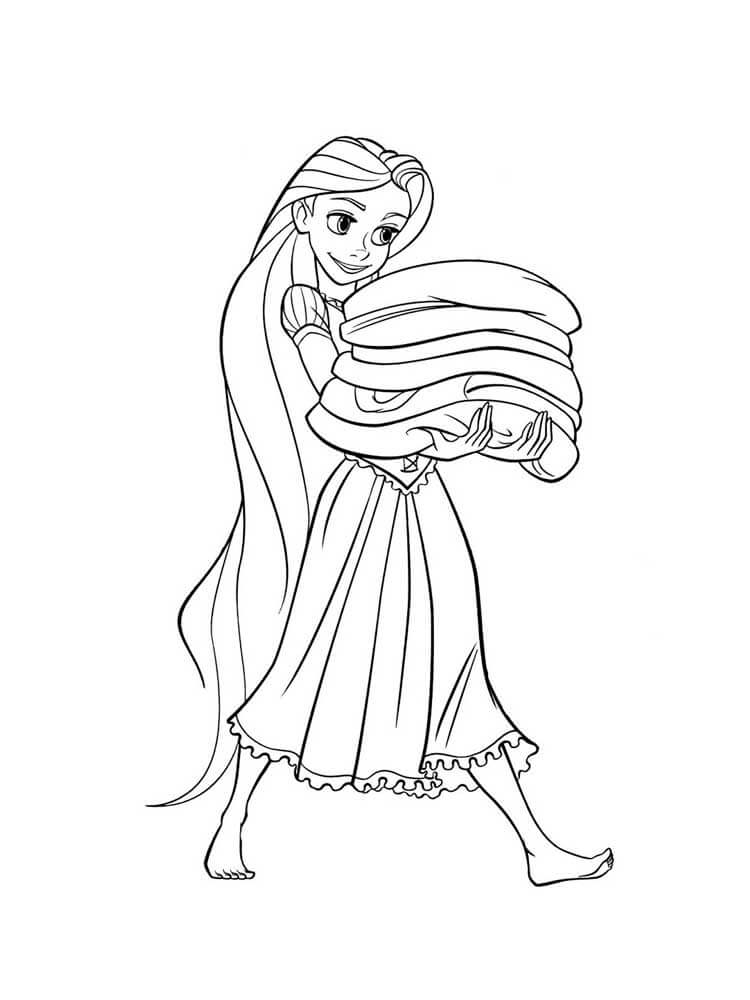 Dibujo de Rapunzel Sosteniendo la Ropa para Colorear