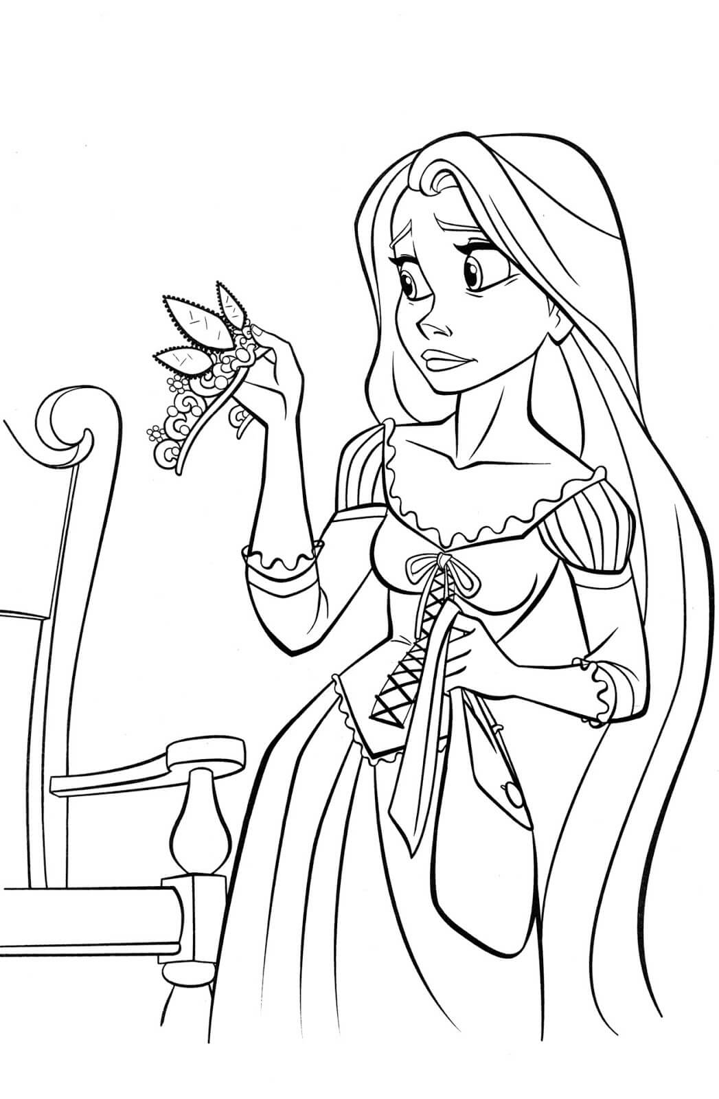 Dibujo de Rapunzel Triste para Colorear