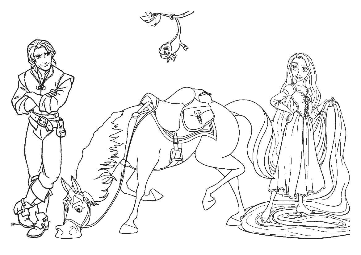 Dibujo de Rapunzel y Amigos para Colorear