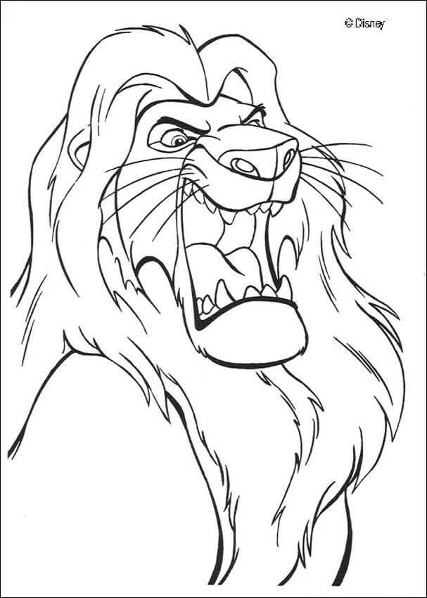 Dibujo de Simba Enojado para Colorear