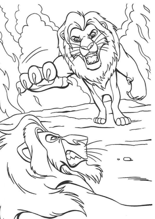 Dibujo de Simba Lucha para Colorear