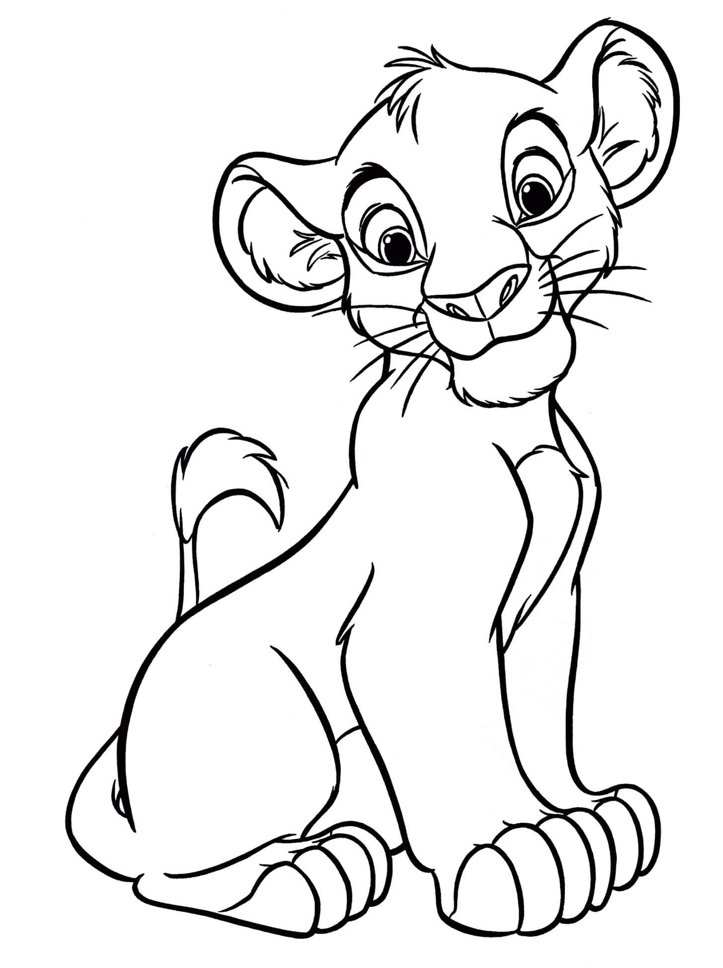Dibujo de Simba Sentado para Colorear