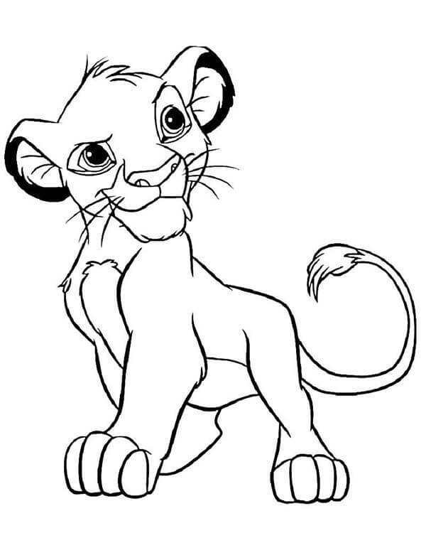 Dibujo de Simba Sonriendo para Colorear