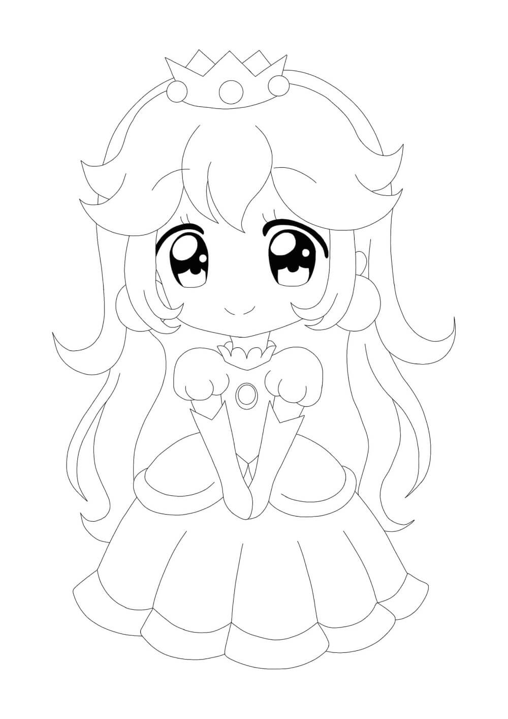 Dibujo de Sonriente Princesa Peach Anime para Colorear