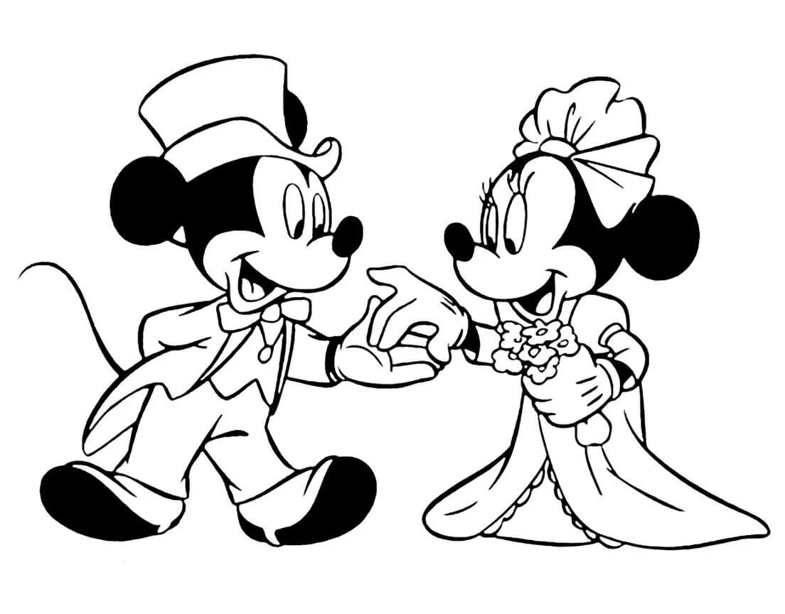 Dibujo de Sorprendentes Mickey Mouse y Minnie Mouse para Colorear