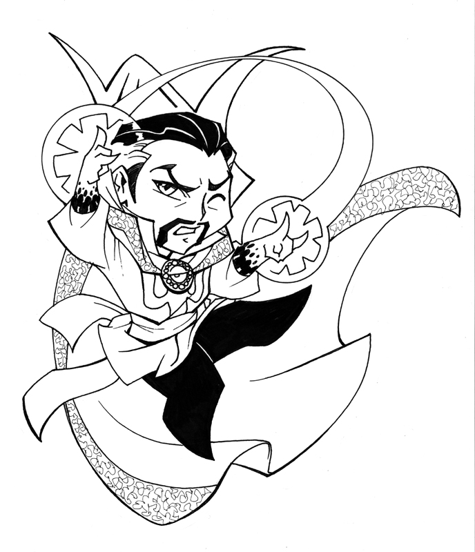 Dibujo de Chibi Doctor Extrano para Colorear