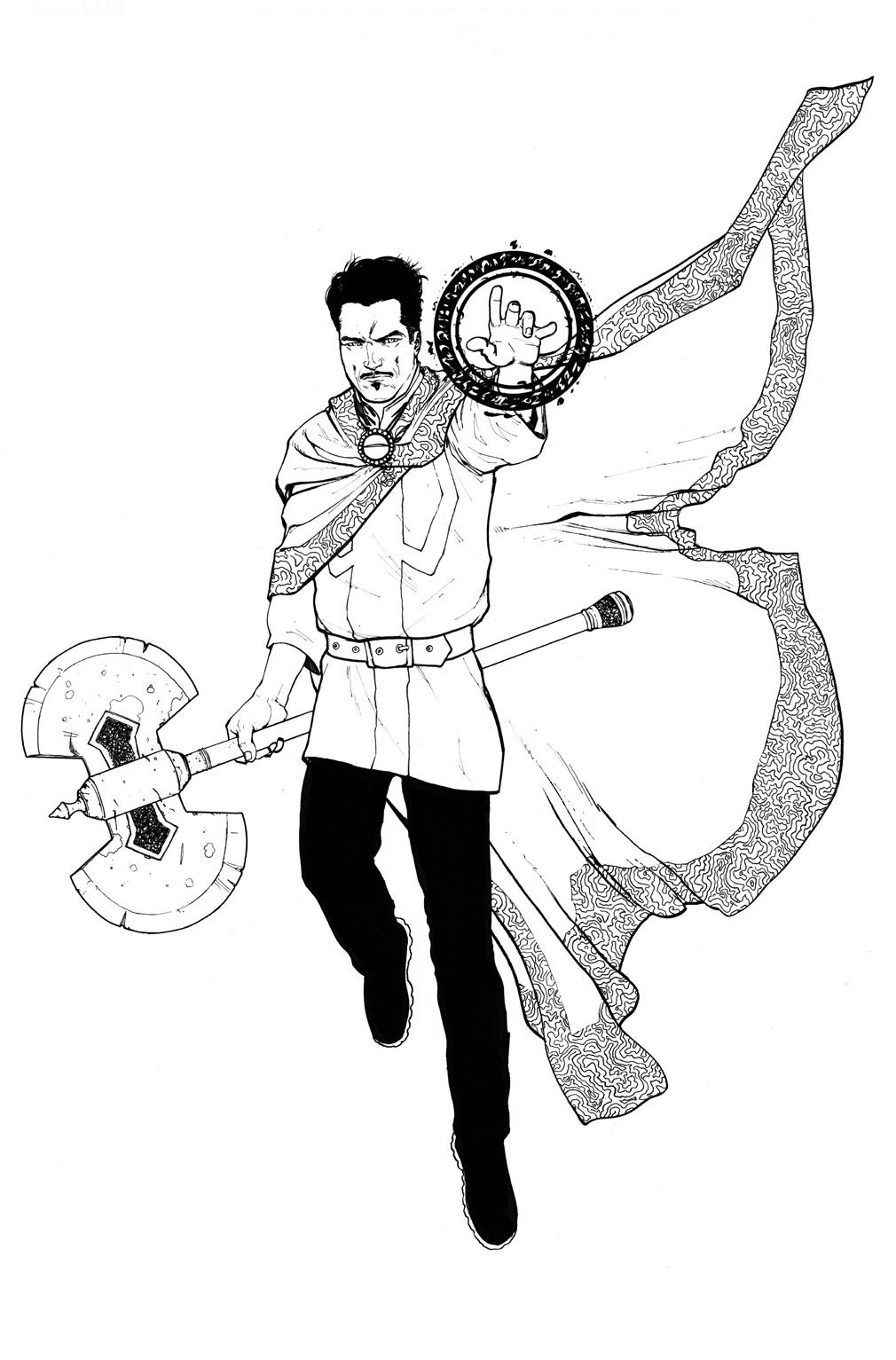Dibujo de Doctor Extrano con Hacha mágica para Colorear
