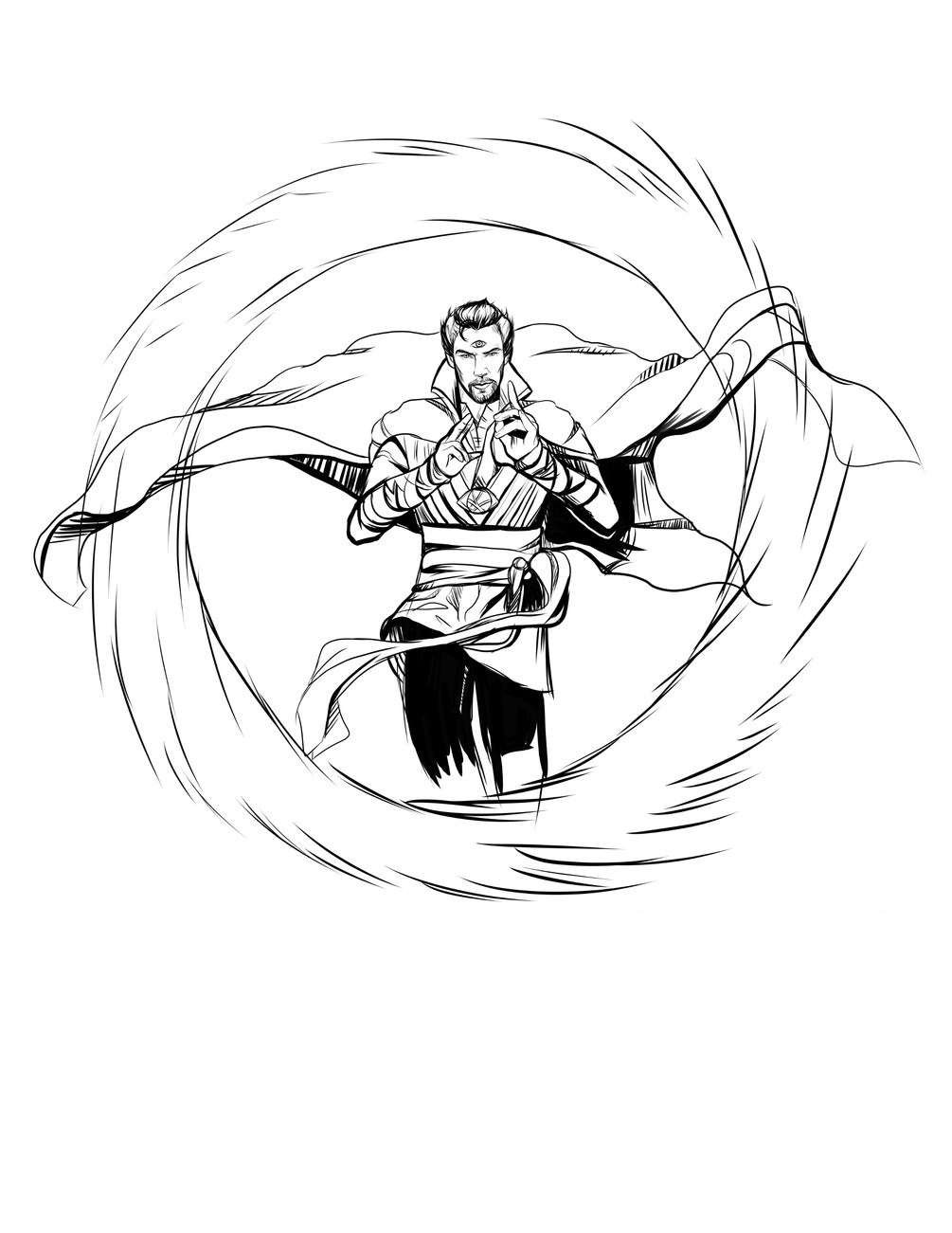 Dibujo de Doctor Extrano Puerta mágica Abierta para Colorear