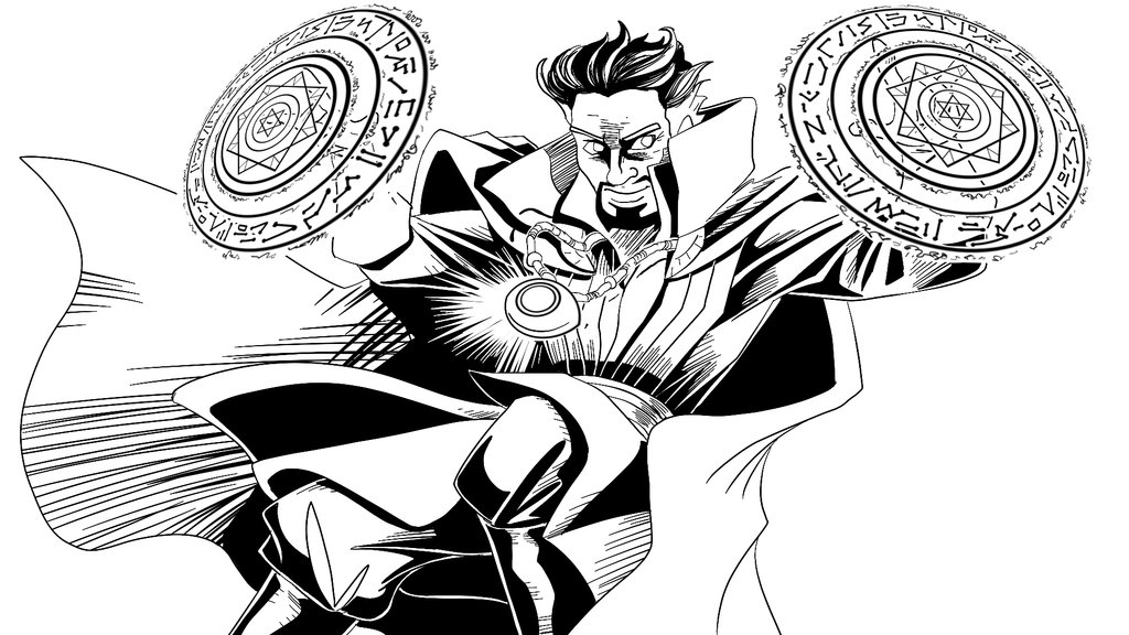 Dibujo de Doctor Extrano Usando el Poder para Colorear