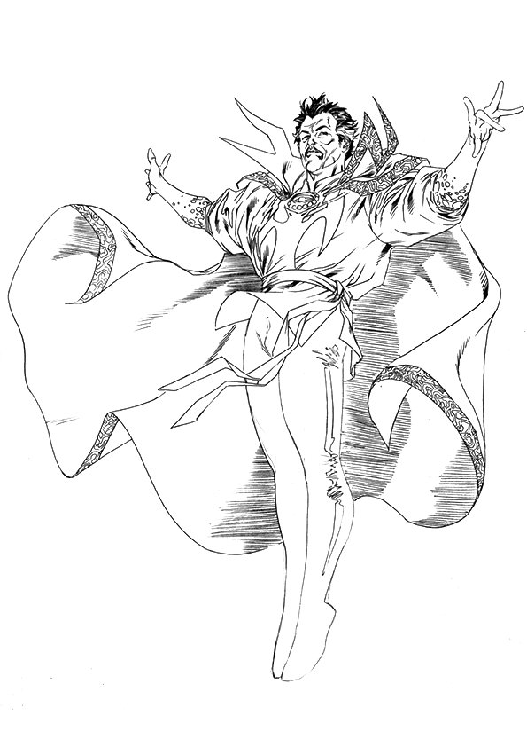 Dibujo de Doctor Extrano Volando para Colorear