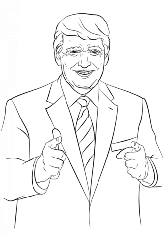 Dibujo de Donald Trump Apuntando Hacia Adelante para Colorear