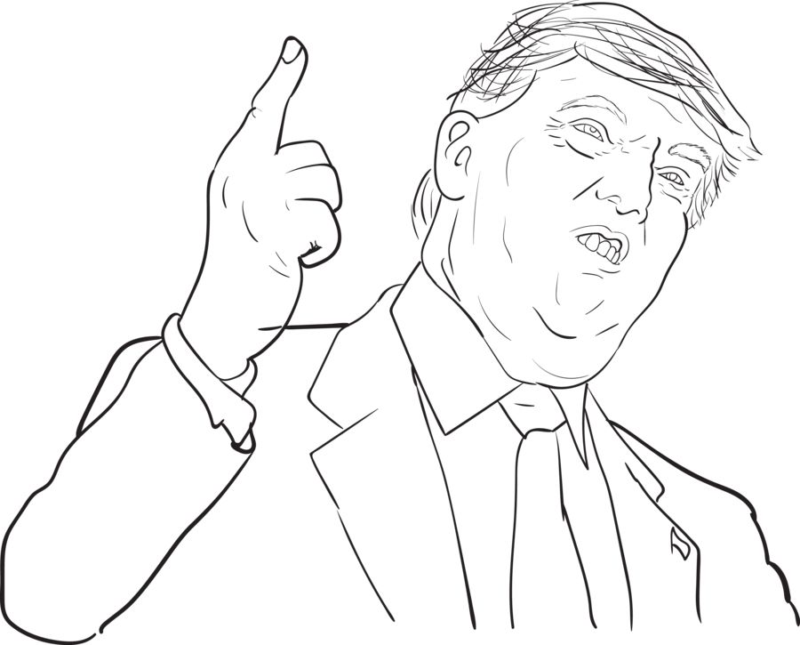 Dibujo de Donald Trump Apuntando para Colorear