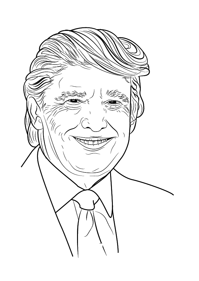 Dibujo de Donald Trump Sonriendo para Colorear