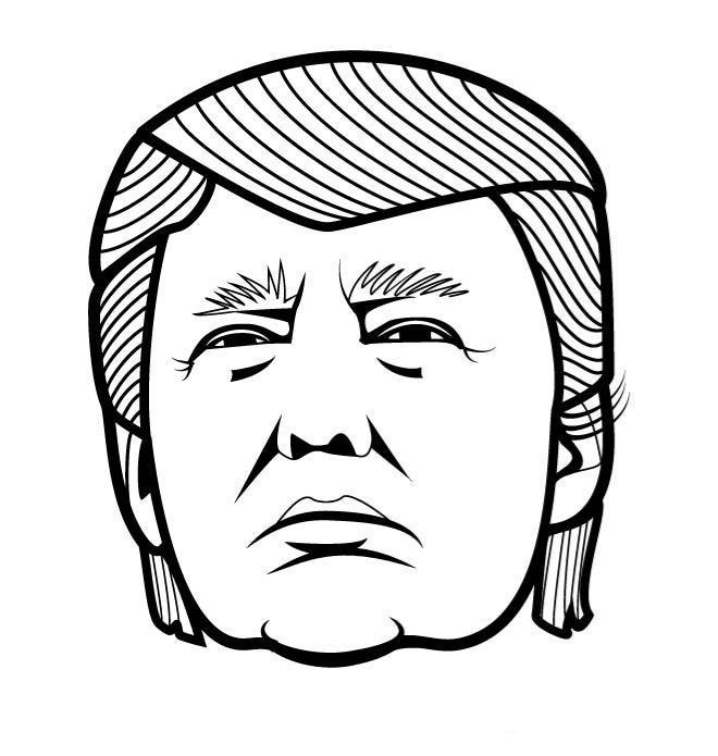 Dibujo de El Rostro Serio de Donald Trump para Colorear
