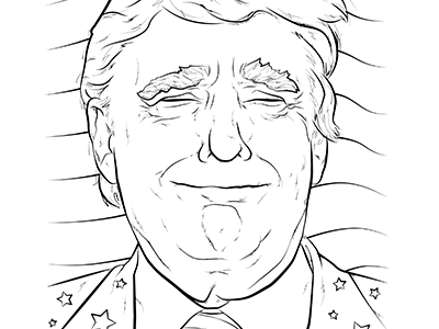 Dibujo de La Cara Divertida de Donald Trump para Colorear