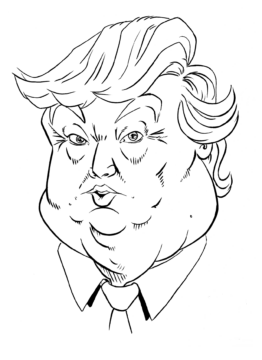 Dibujo de La Cara Gorda de Donald Trump para Colorear