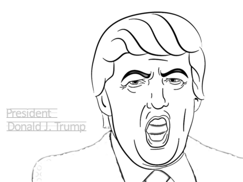 Dibujo de Momento Divertido con Donald Trump para Colorear