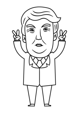 Dibujo de Presidente Divertido Donald Trump para Colorear