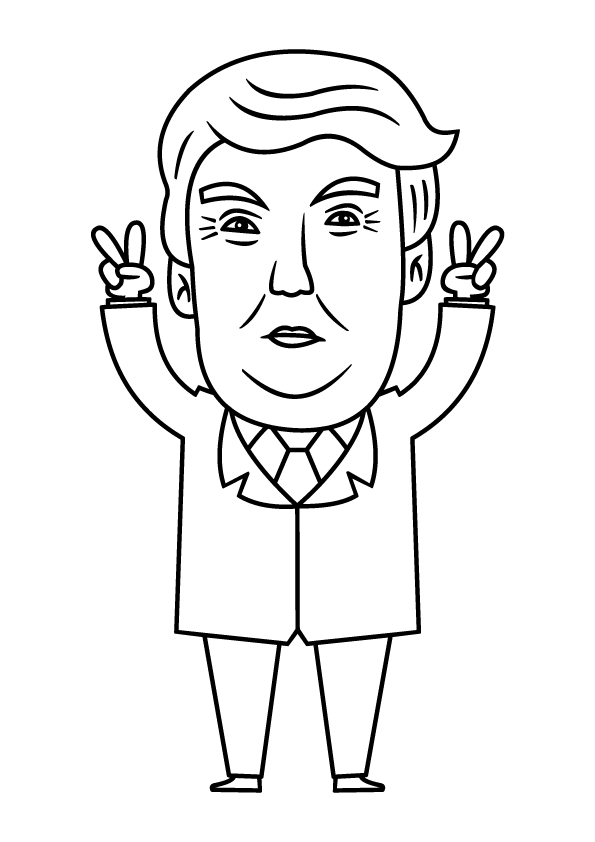 Dibujo de Presidente Divertido Donald Trump para Colorear
