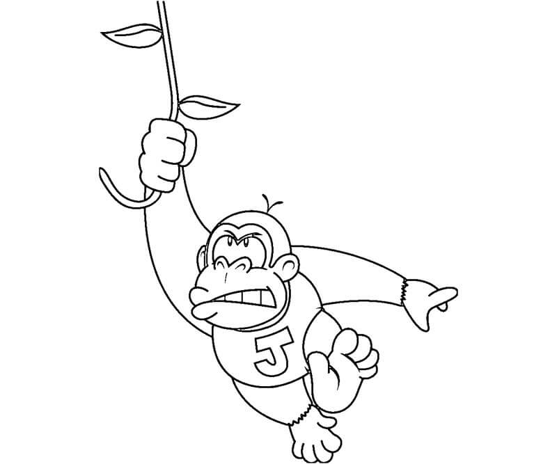 Dibujo de Baby Donkey Kong Escalada para Colorear