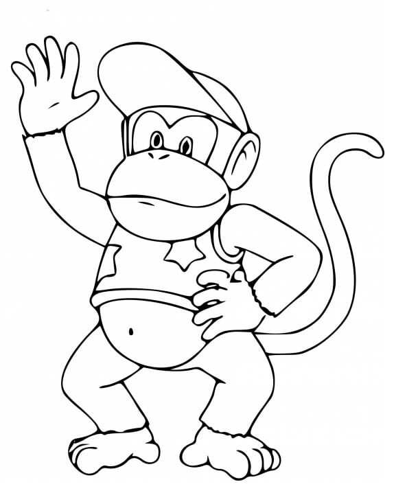 Dibujo de Diddy Kong Sonriendo para Colorear