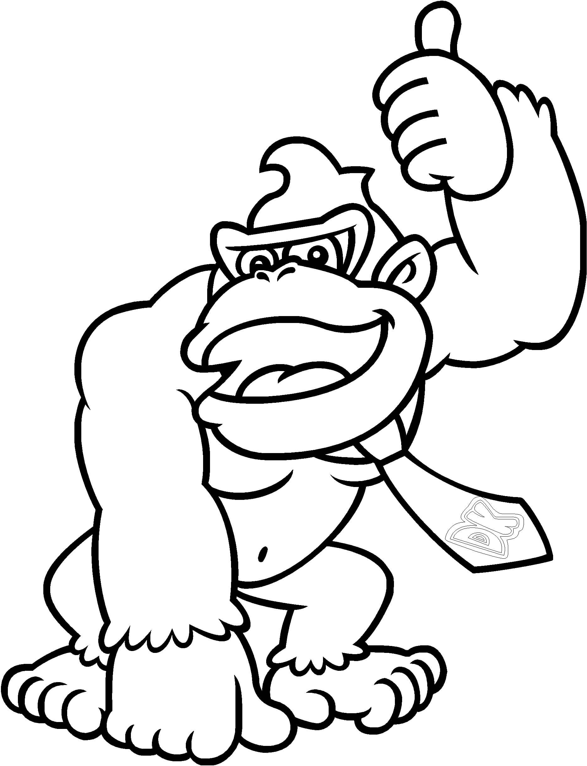 Dibujo de Donkey Kong Feliz para Colorear