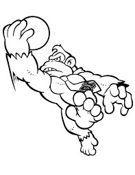Dibujo de Donkey Kong Sosteniendo la Bola para Colorear