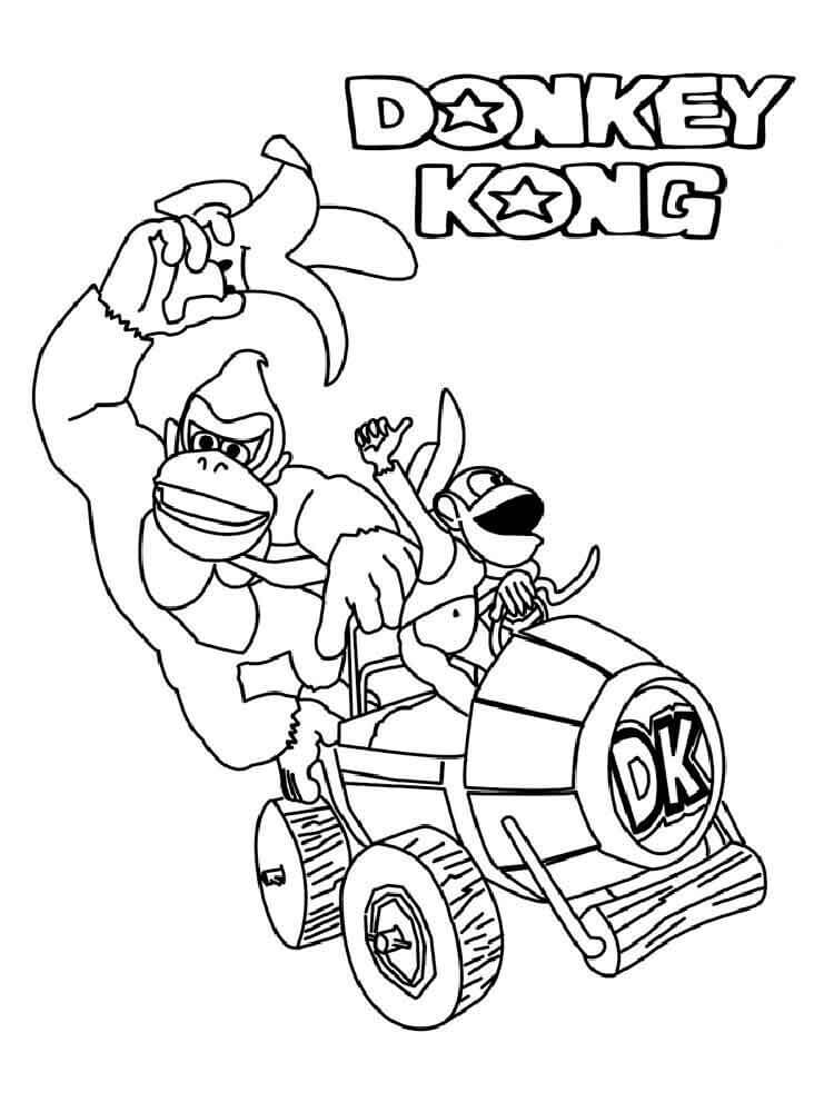 Dibujo de Donkey Kong Contra Mario para Colorear
