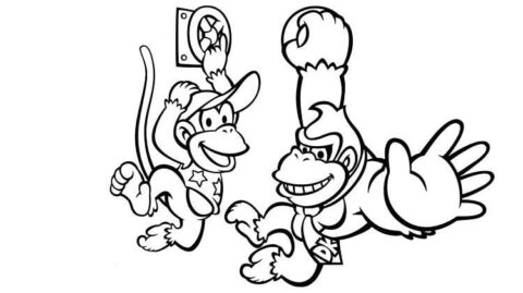 Dibujo de Donkey Kong y Diddy Kong para Colorear