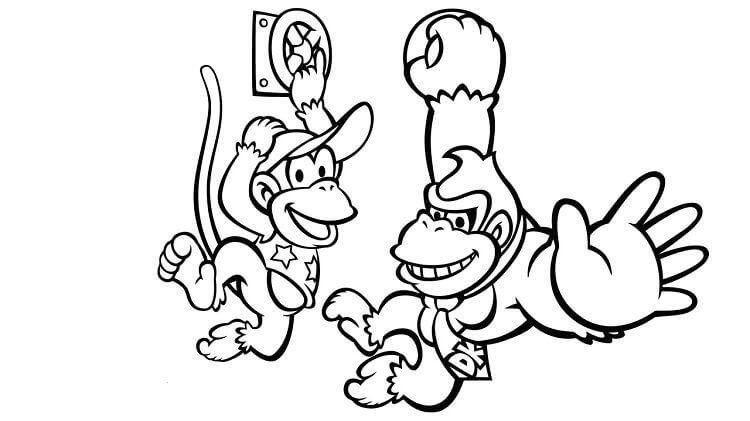 Dibujo de Donkey Kong y Diddy Kong para Colorear