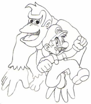 Dibujo de Mario y Donkey Kong para Colorear