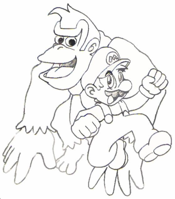 Dibujo de Mario y Donkey Kong para Colorear