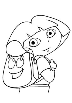 Dibujo de Dora con Mochila para Colorear