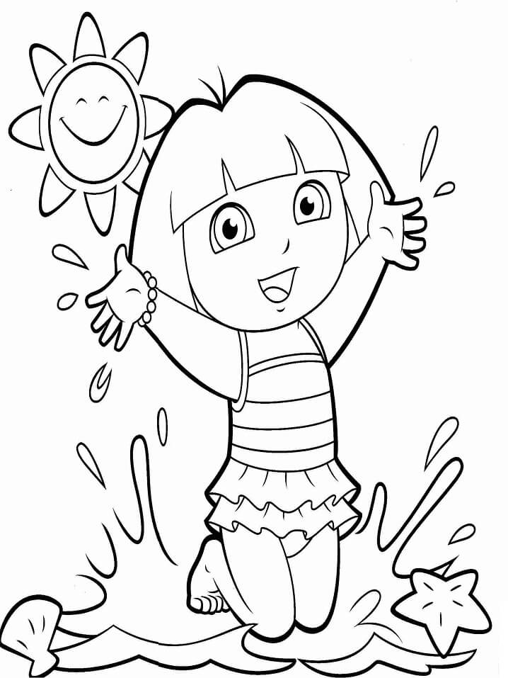 Dibujo de Dora en la Playa para Colorear