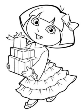 Dibujo de Dora y Regalos para Colorear