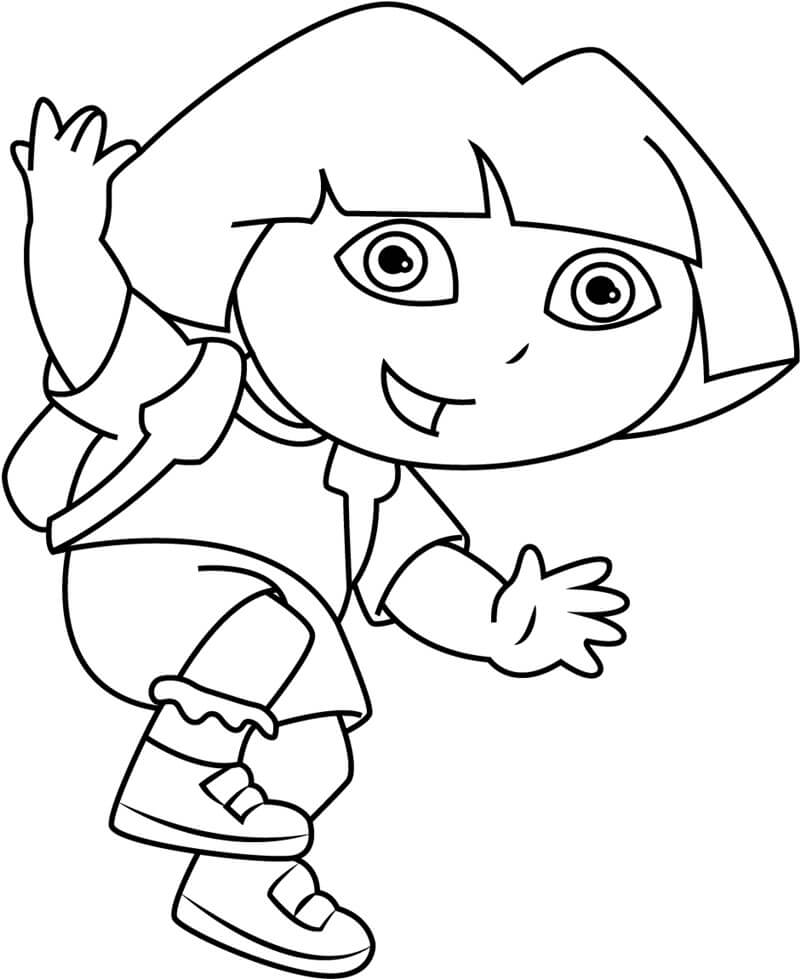 Dibujo de Feliz Dora Saltar para Colorear