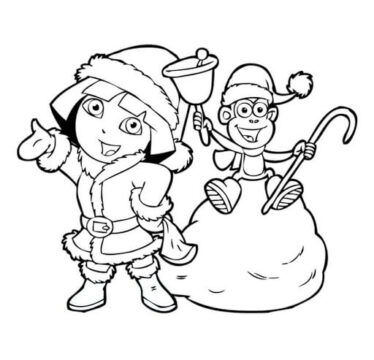 Dibujo de Dora y Botas de Invierno para Colorear