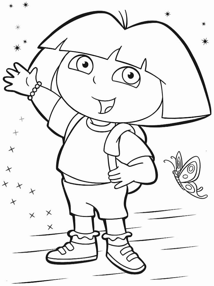 Dibujo de Dora y Mariposa para Colorear