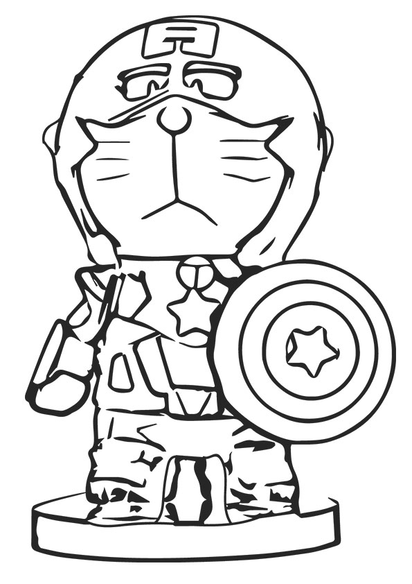 Dibujo de Capitán América Doraemon para Colorear