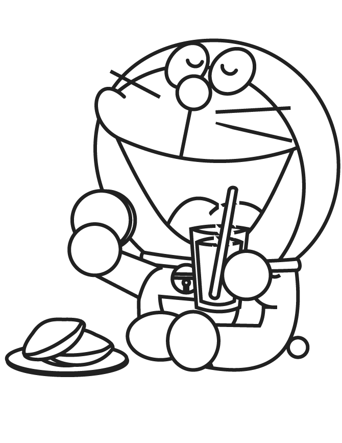 Dibujo de Doraemon Almorzando para Colorear